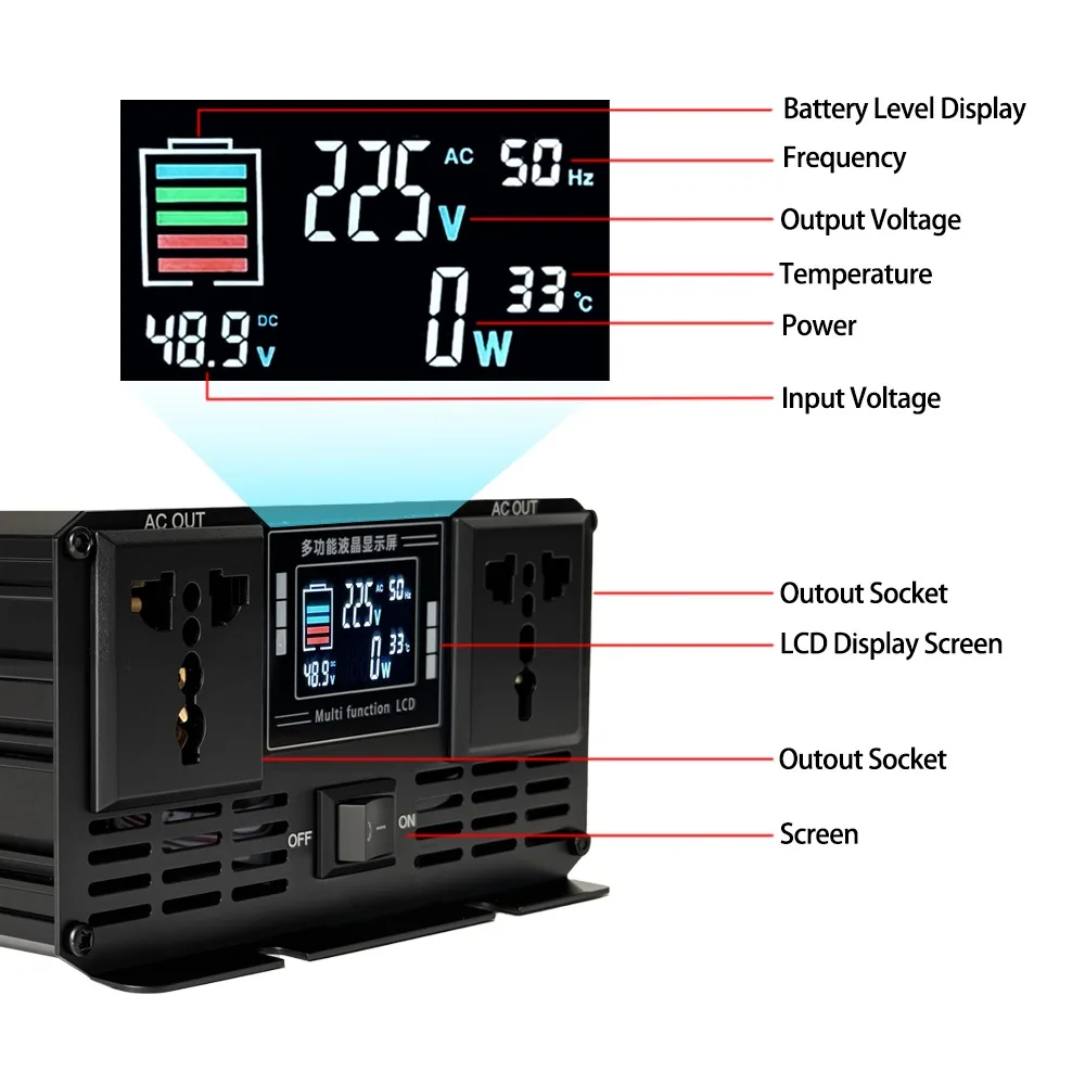 Pure Sine Wave Inverter DC 12v - огляд і ціна Pure Sine Wave Inverter 5000W 48V 220V