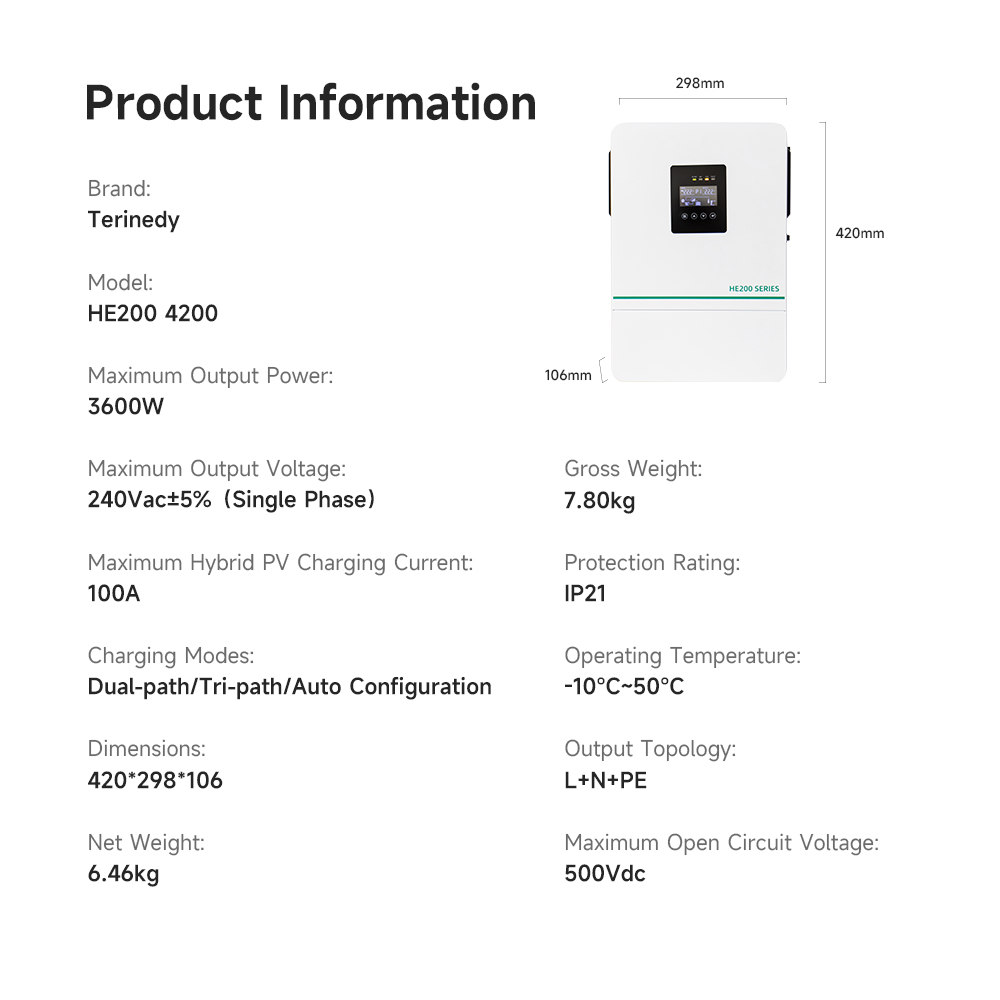3.6kw 5.5kw 6.2kw 11kw 3kva 5k - огляд і ціна Hybrid Solar Inverter 5.5Kw Mppt 48V
